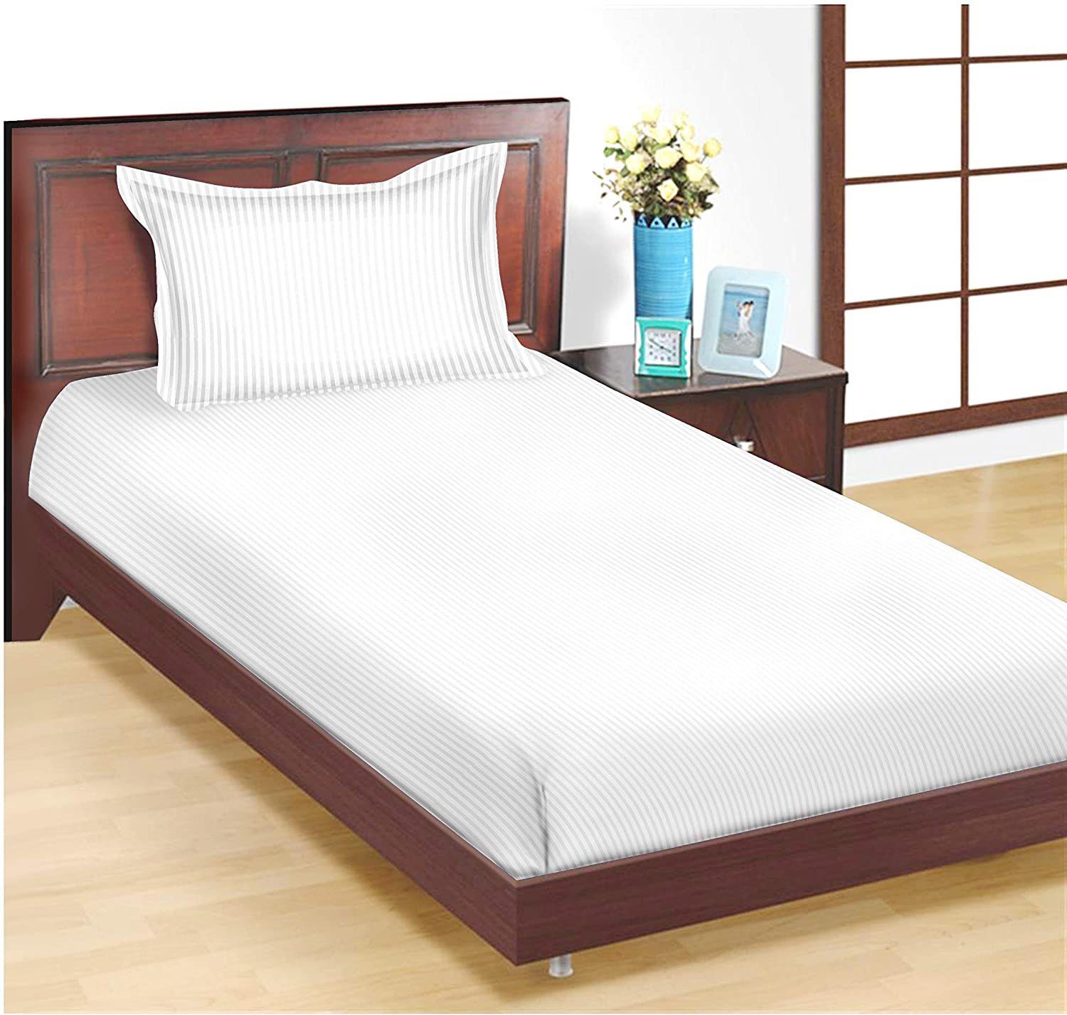 hermosa 250 TC Cotton Single Striped Flat Bedsheet-picture-12