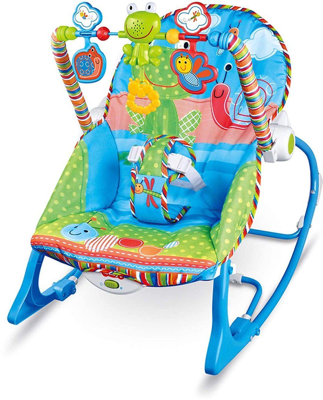 Mastela Bathing Seat/Traning Seat for Babies/Infants/Toddlers | Deluxe Baby Bather with Removable Head Support Cushion Infant Bath Chair Toddler (0 Month+) (Rocker) (Blue) Rocker and Bouncer