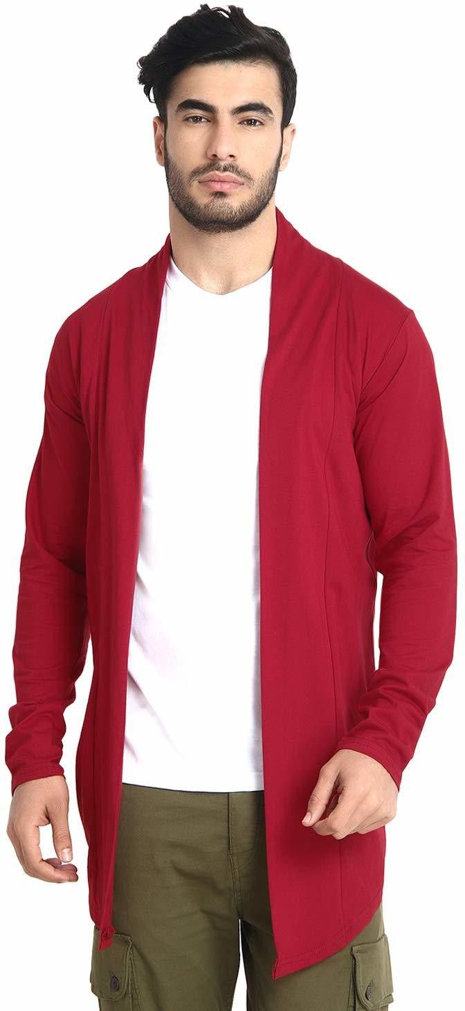 Men Full Sleeve Maroon Shrug-image-21
