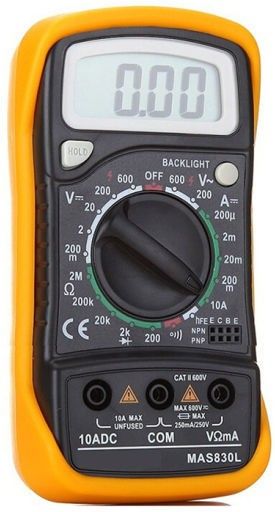 MAS830L Electronic Meter Tester Used To Measure Dc Voltage, Ac Voltage, Dc Current, Resistance, Ohm Volt Amp & Diode Detection Voltmeter Multimeter Multitester with Rubber Sleeve Protection + LCD Screen + Blue Backlight + Stand + Battery + Testing Probe Leads Handheld Portable UNITY HAYOUE MAS 830L Digital Voltage Tester-image-11