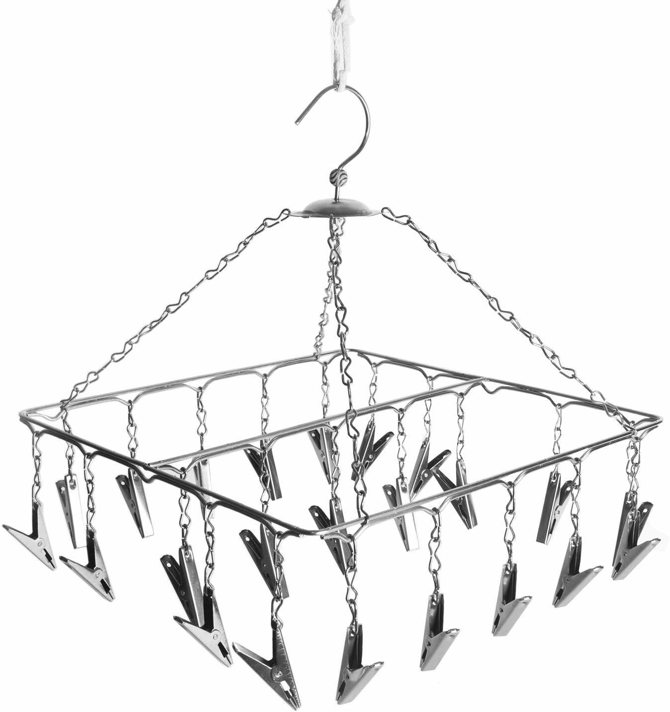 urbanware 25 Clips Stainless Steel Square Cloth Dryer/Clothes Drying Stand Steel Scarf Hanger ForScarf-picture-13