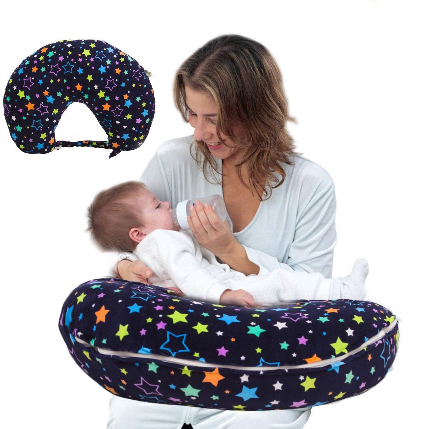 baybee Nursing Pillow Cover | Blue Slipcover Breast feeding PIllow | Best for Breastfeeding Moms | Soft Fabric Fits comfortable On infant Nursing Pillows to Aid Mothers While Breast Feeding | Great Baby Shower Gift Breastfeeding Pillow-picture-12