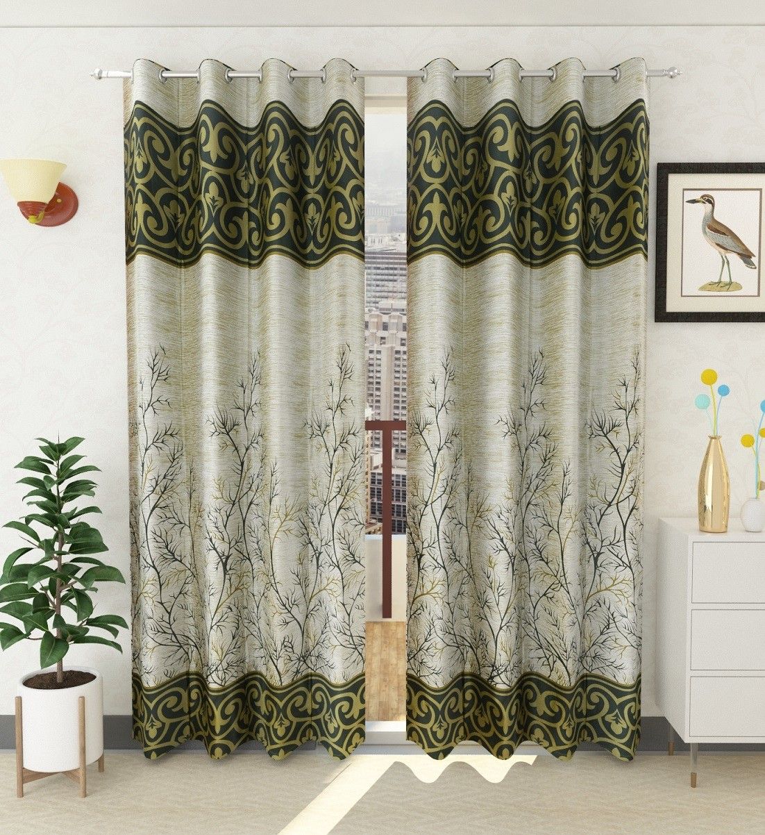 flipkart smartbuy 270 cm (9 ft) Long Door Polyester Semi Transparent Curtain (Pack Of 2)-picture-27