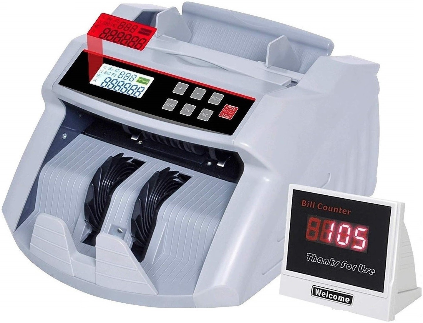 Drop2Kart BillCounter with UV/MG FakeNote Scan, LCD Display, Multi Currency Support Note Counting Machine image 1