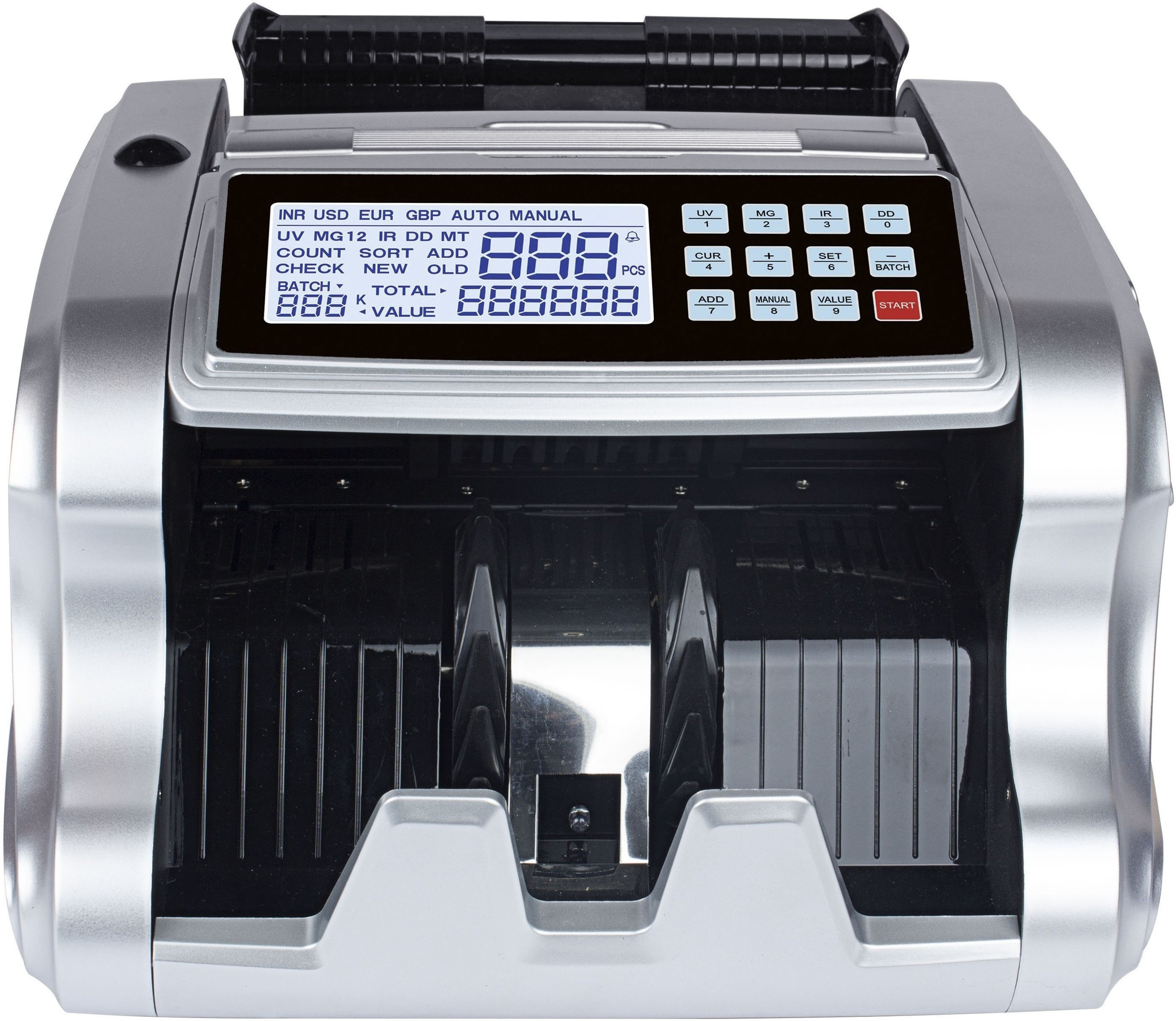 Drop2Kart MixValue Counter with UV/MG/MT/IR FakeNote Alarm, Counts All INR and External LED Display Note Counting Machine image 1