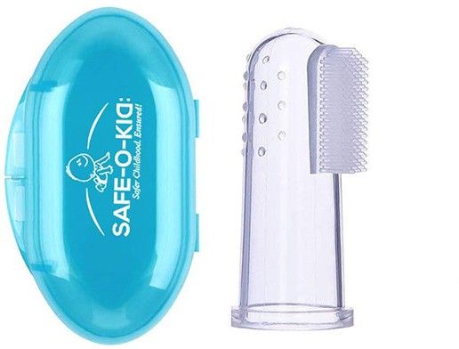 Extra Safe, Oral Hygiene, Transparent Silicone Finger Brush Tongue Cleaner for Baby Teething/Gums with Attractive Case- Blue Ultra Soft Toothbrush-image-33