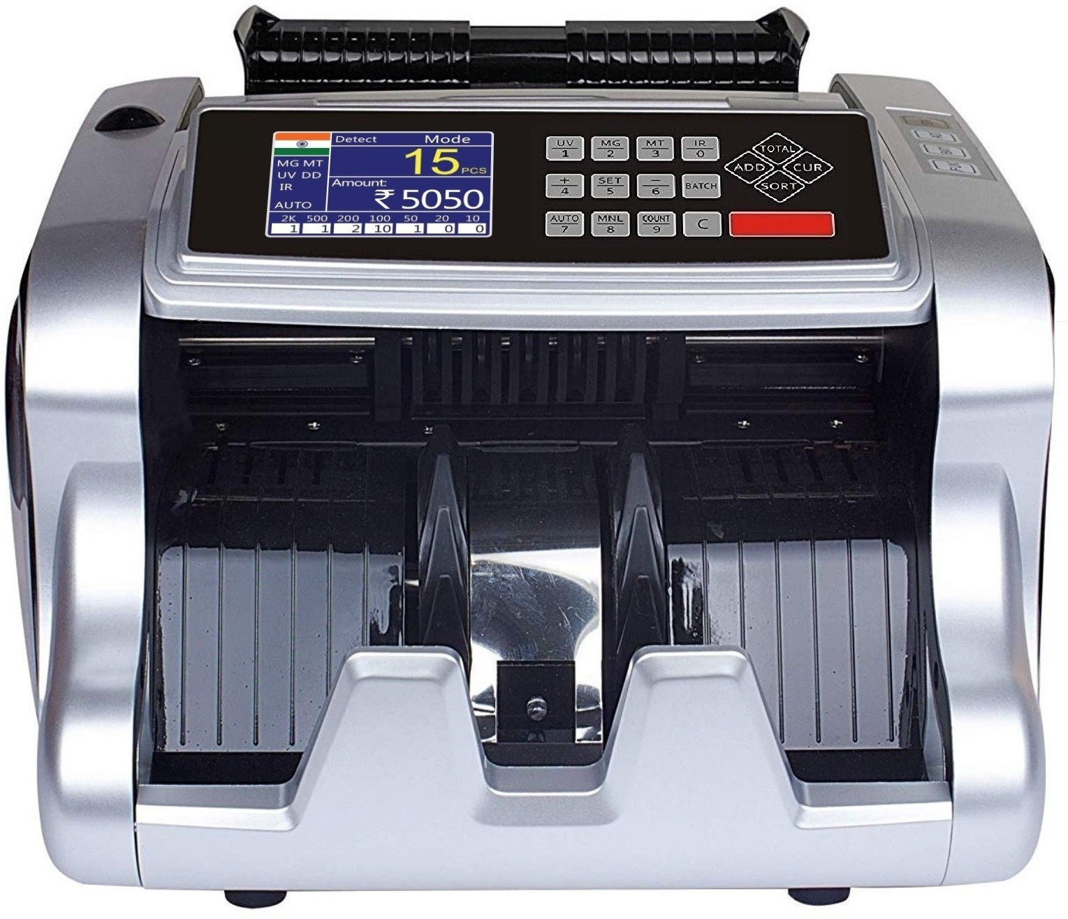 Drop2Kart MixValue Counter with UV/MG/MT/IR Image Sensors, Counts All Old & Latest Indian Currency and 1 Yr. After Sales Service Note Counting Machine image 1
