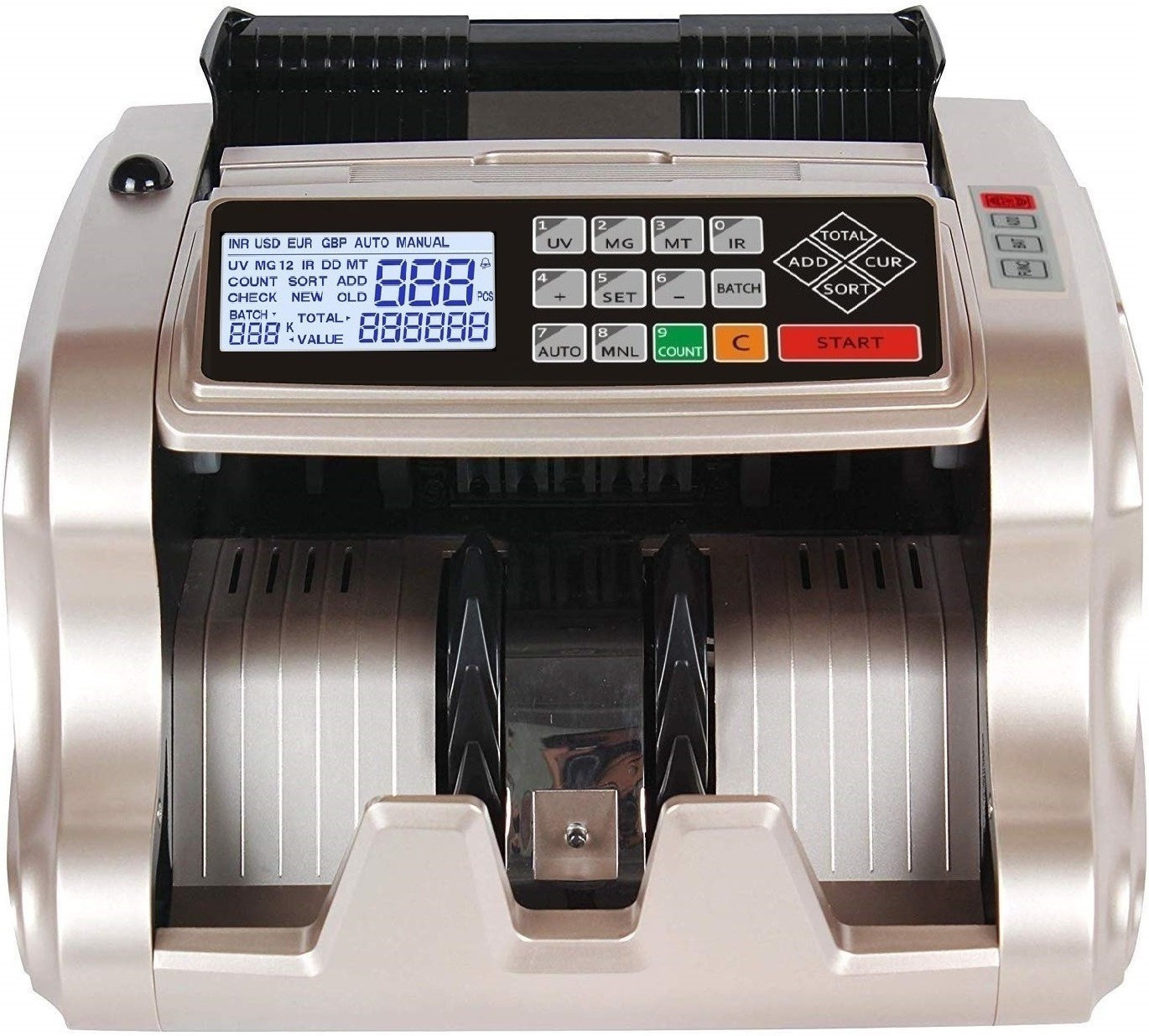 Drop2Kart Mix Value Cash Counter with LCD + LED Display, Six Operation Modes, 4 FakeNote Detection (UV, MG, MT, IR) Note Counting Machine image 1