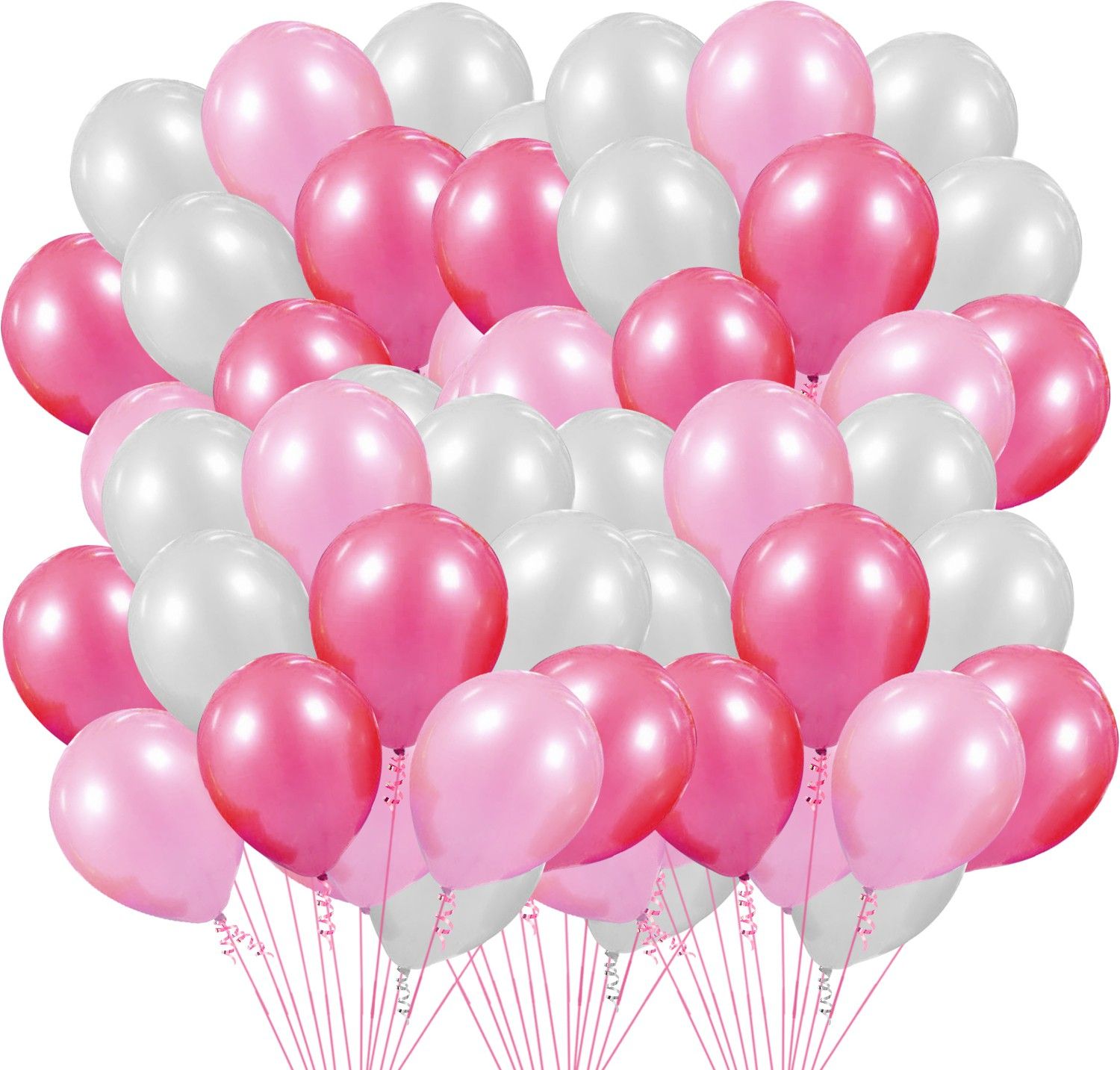 Solid Set Of 51 Pieces Dark Pink, Light Pink and White Latex Balloons for Balloons for Decorations, Girls Birthday Parties,Princess Birthday Decoration Balloon-image-8