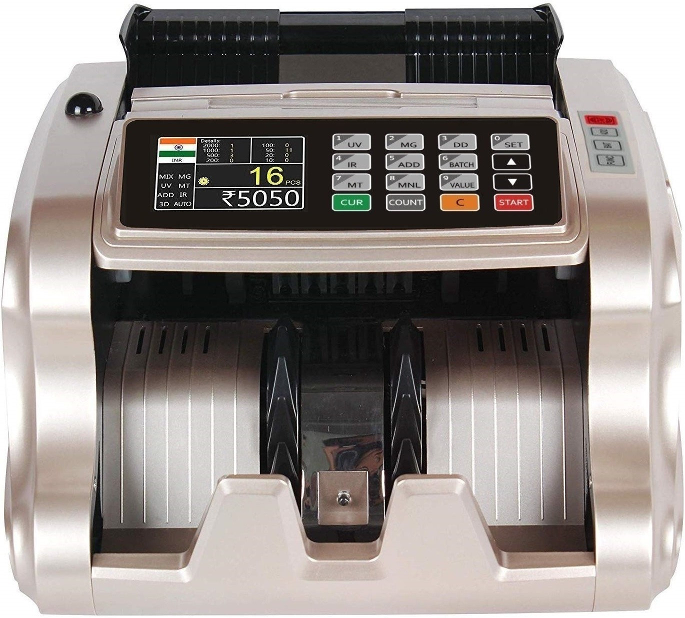 Drop2Kart Mix Denomination Currency Counter with UV,MG,MT,IR Counterfeit Detection, TFT LCD Display and One-Year After Sales Service Note Counting Machine image 1