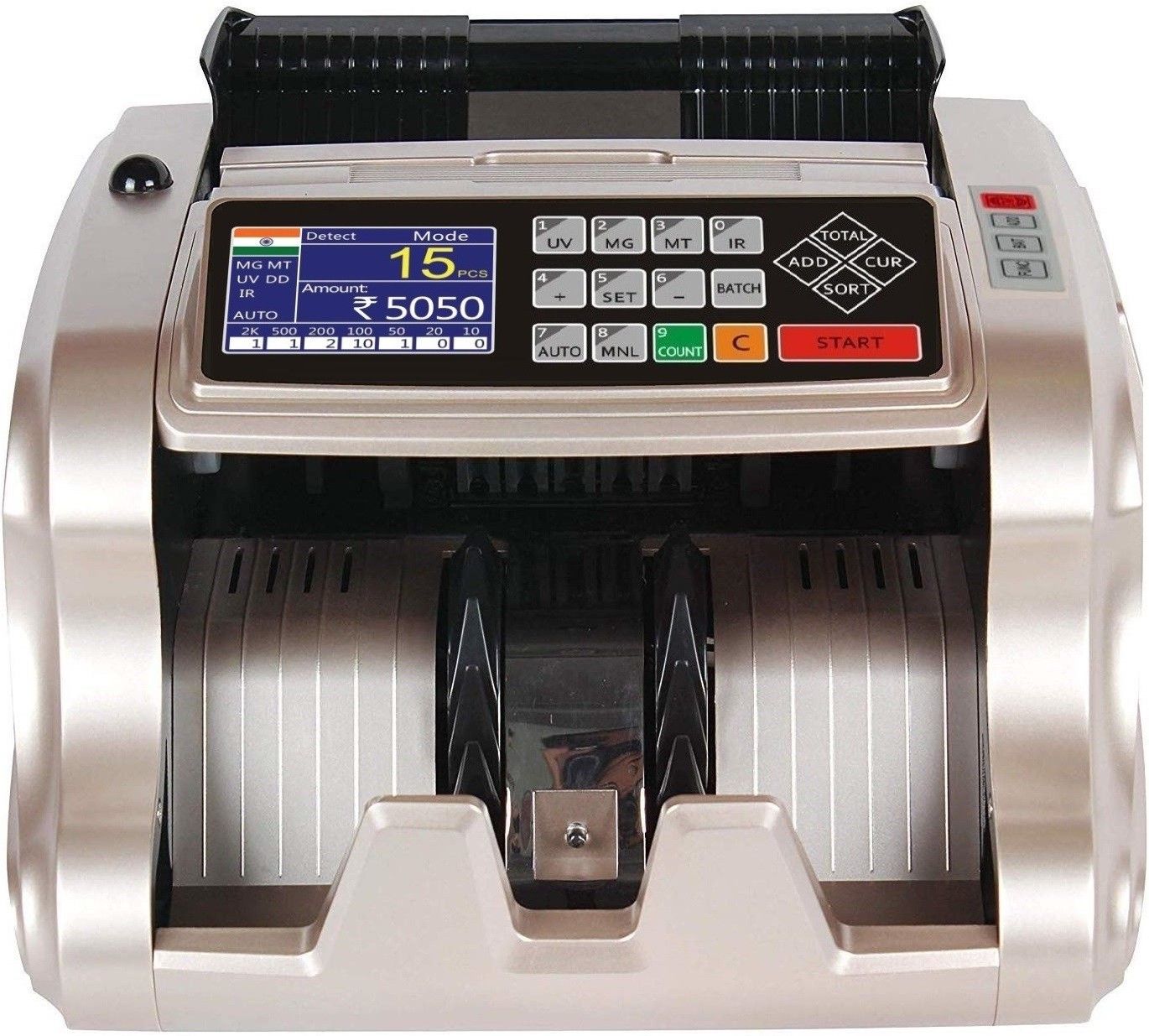 Drop2Kart Dual Motor HeavyDuty Counter with UV/MG/MT/IR CMOS FakeNote Sensor, Bright RGB Display and One-Year After Sales Service Note Counting Machine-image-7