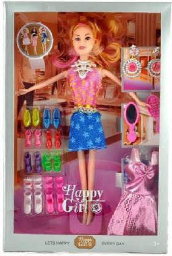 Happy Girl Doll Series with Doll Dresses Set for Kids (Multicolor)