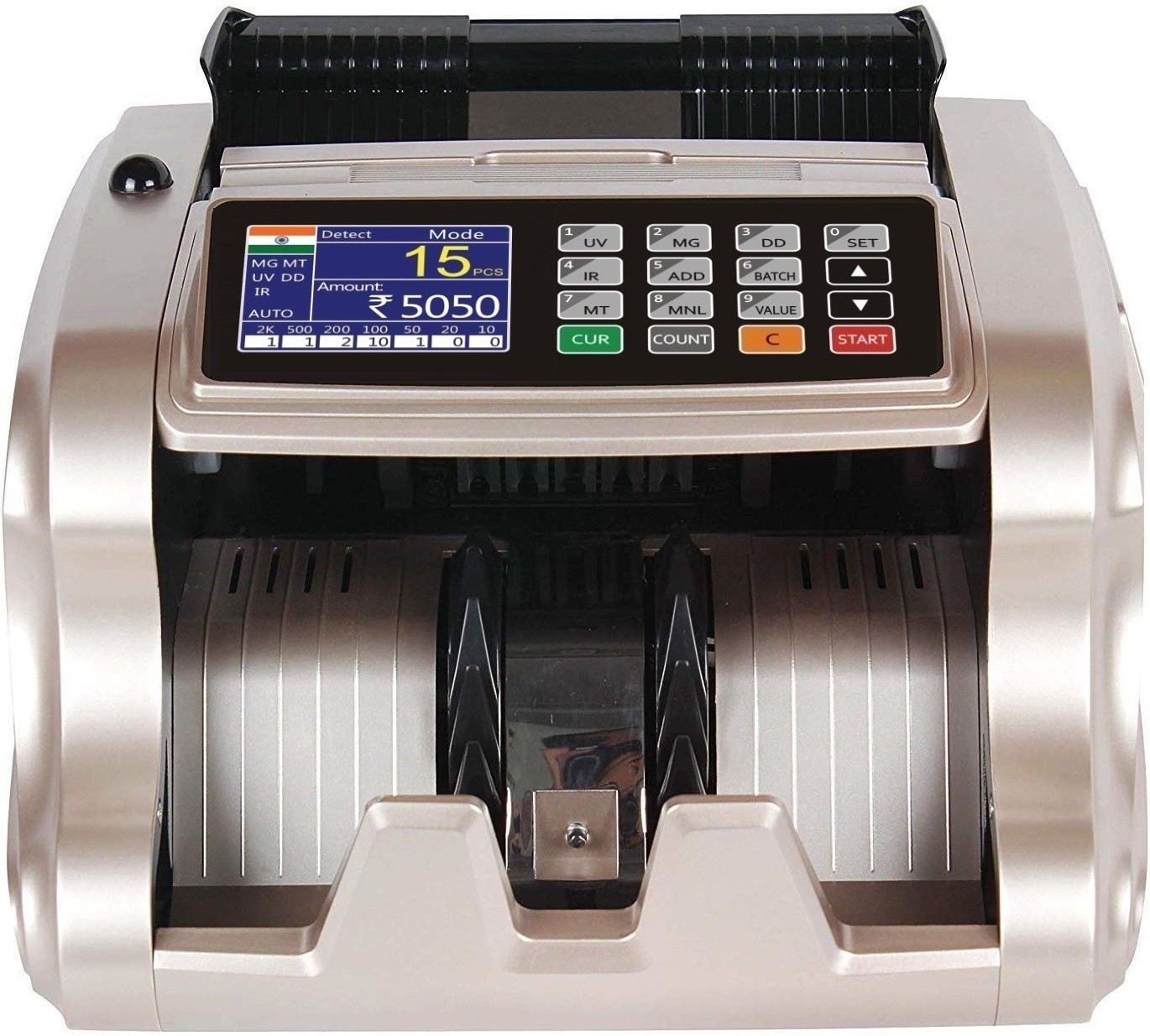 Drop2Kart Mix Value Money Counter with UV/MG/MT/IR Japanese Image Sensors, Multi Operation Modes, Additional Display for Business and Bank Note Counting Machine image 1