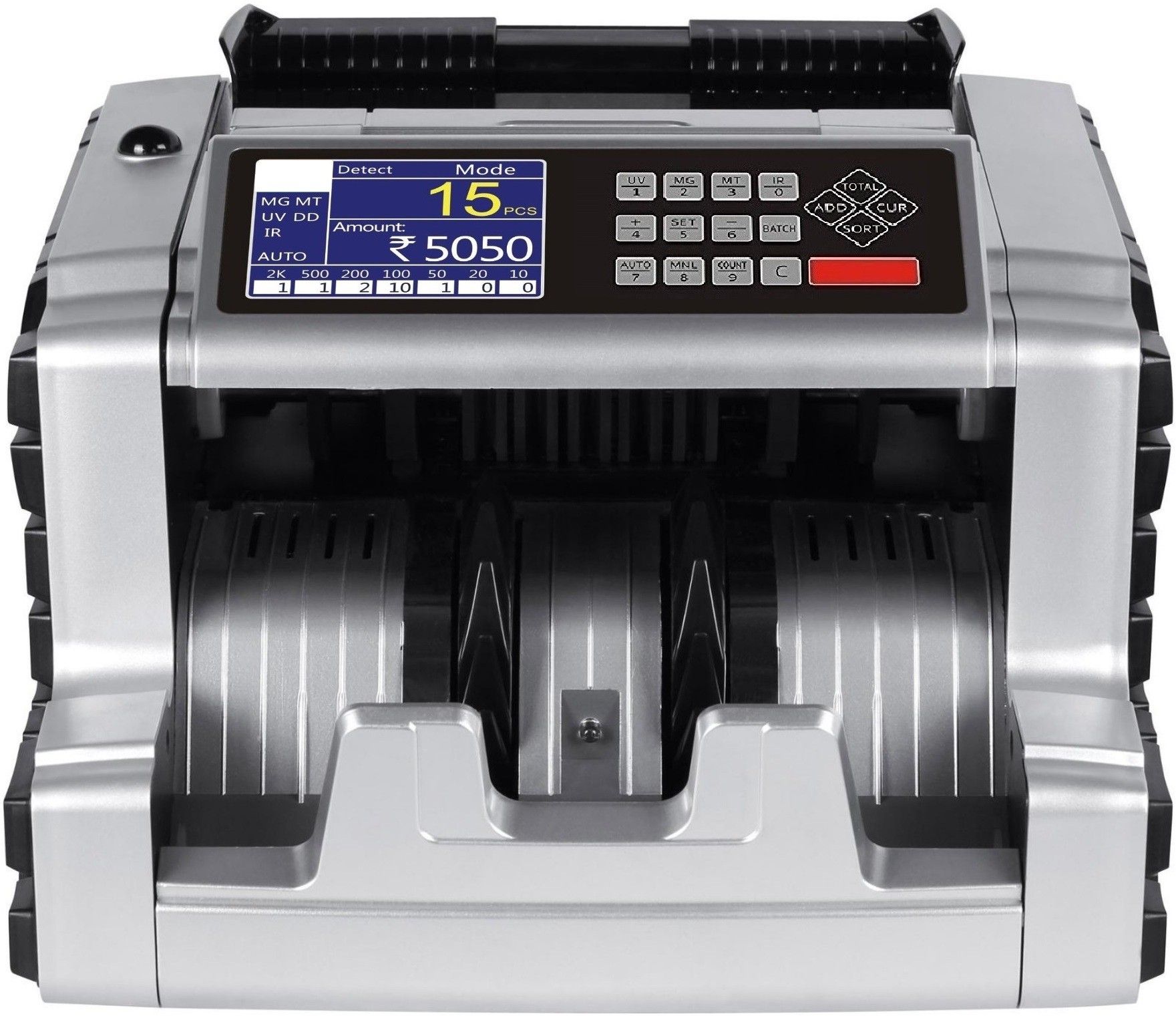 Drop2Kart Mix Value Cash Counter with Japanese UV/MG/MT/IR Sensors, Counts All Old & New Indian Currency with External LED Display Note Counting Machine-image-6