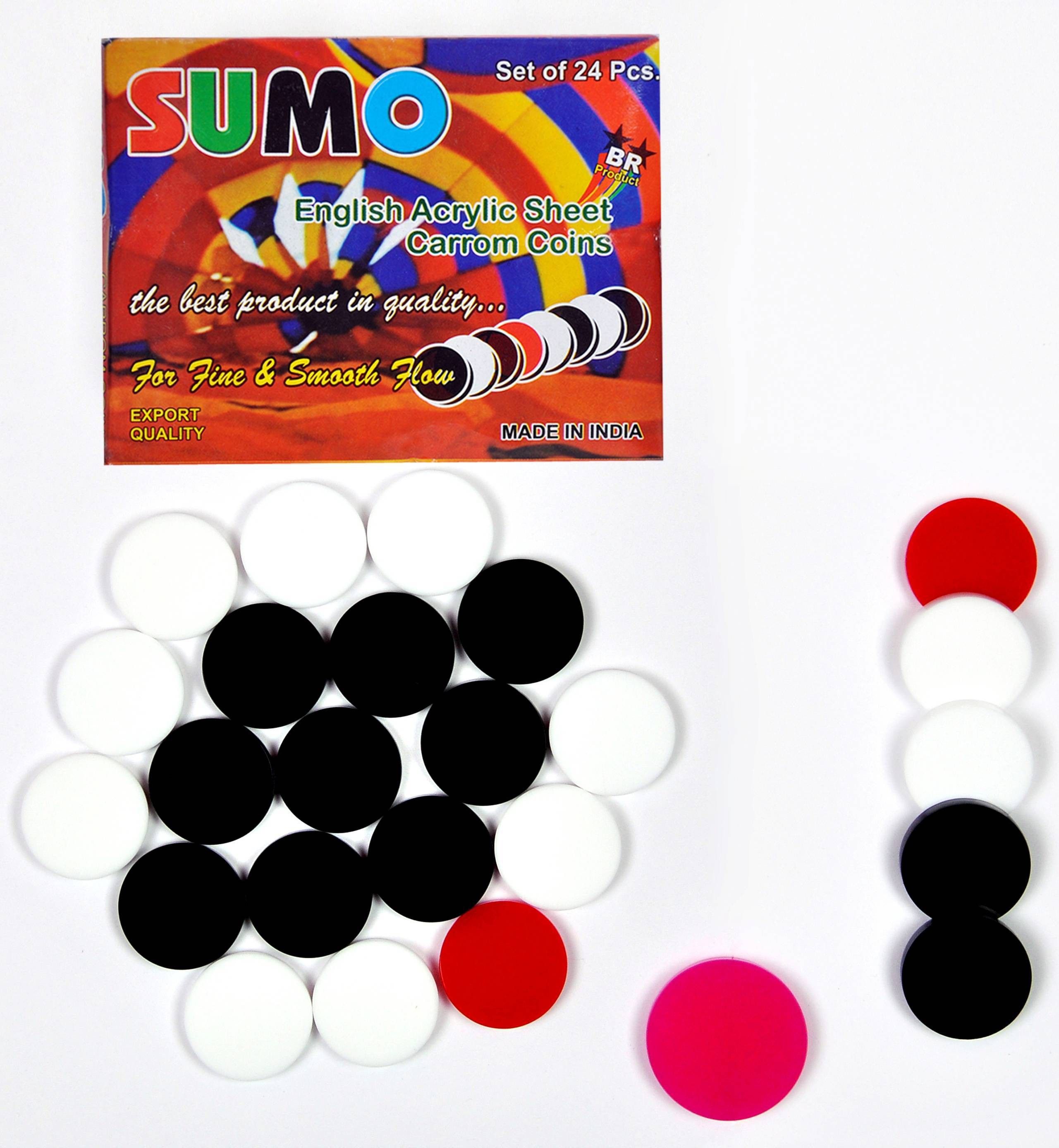 stc Sumo Acrylic Carrom Coins and Striker Set ( Pack of 25 ) (Solid) Carrom Pawns-picture-27