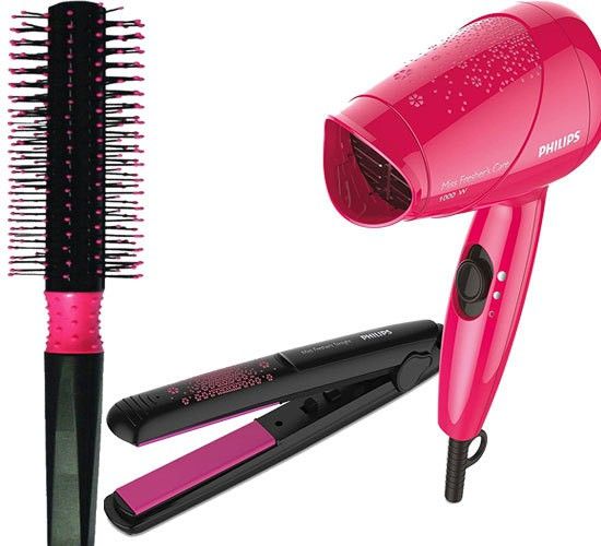 PHILIPS HP8643/46 Styling Kit with Straightener and Dryer with Premium Round Brush Personal Care Appliance Combo