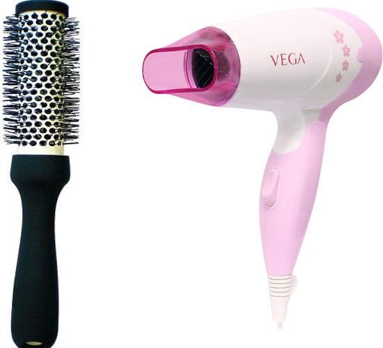 VEGA Glam 1000 Hair Dryer (VHDH-20) with Premium Hot Curl Brush Personal Care Appliance Combo