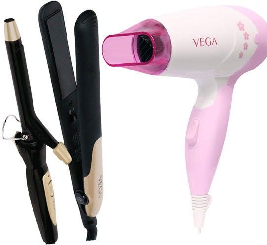 VEGA Miss Dazzle Styling Set (VHSS-02) & Insta Glam 1000 Hair Dryer (VHDH-20) Personal Care Appliance Combo