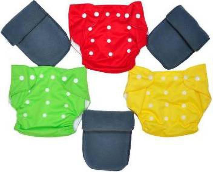 charming stars Adjustable Size Reusable Baby Pocket Cloth Diapers With Charcoal Color Inserts Combo Pack (3 Multicolor Diaper + 3 Insert)-picture-17