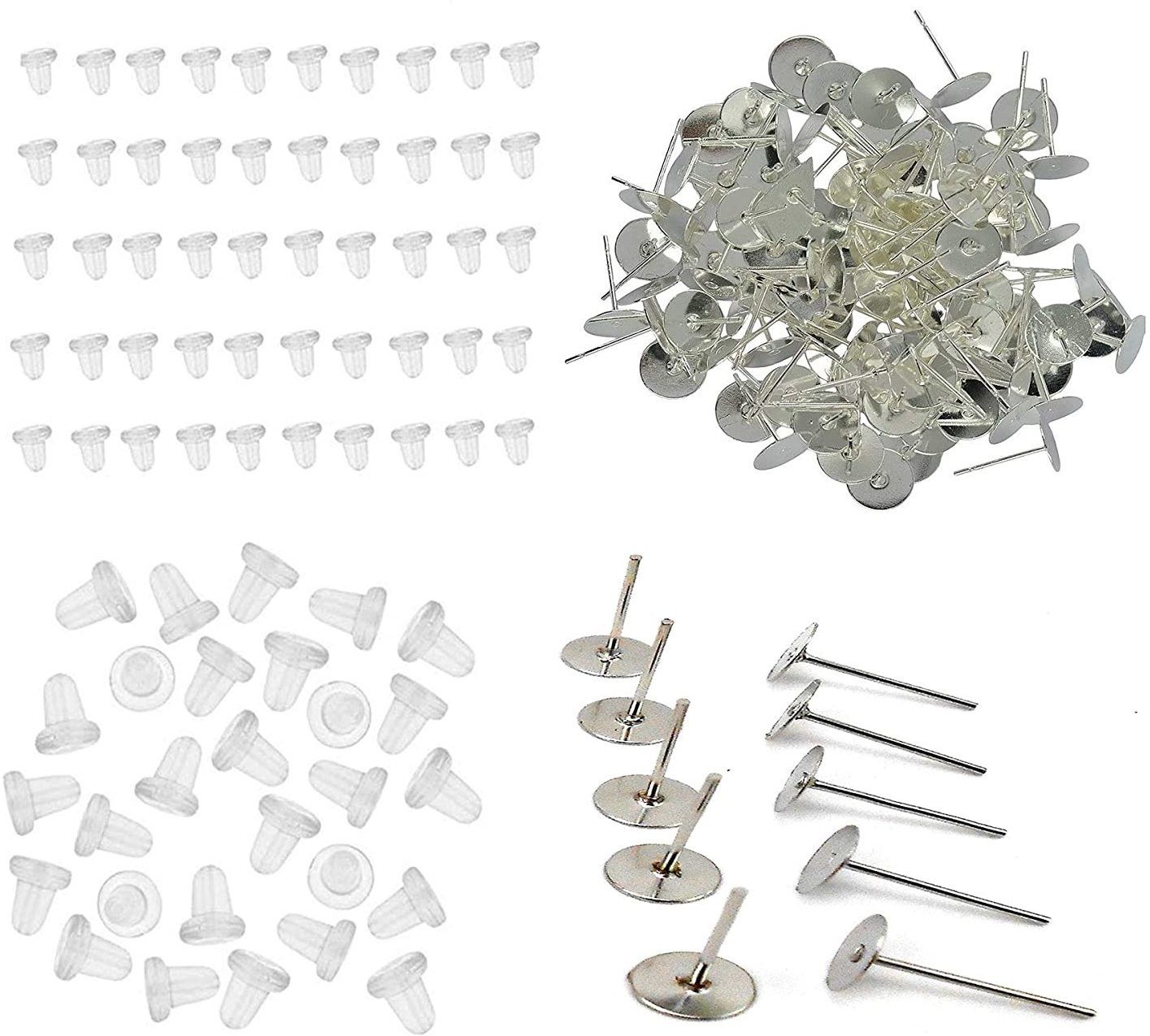 Earring Making 100 Pieces & Backs Clear Rubber Earring Stoppers Bullet Clutch Earring Safety Backs Replacement for Earring Hooks Studs with a Clear Portable Box, 50 Pairs 100 Pieces
