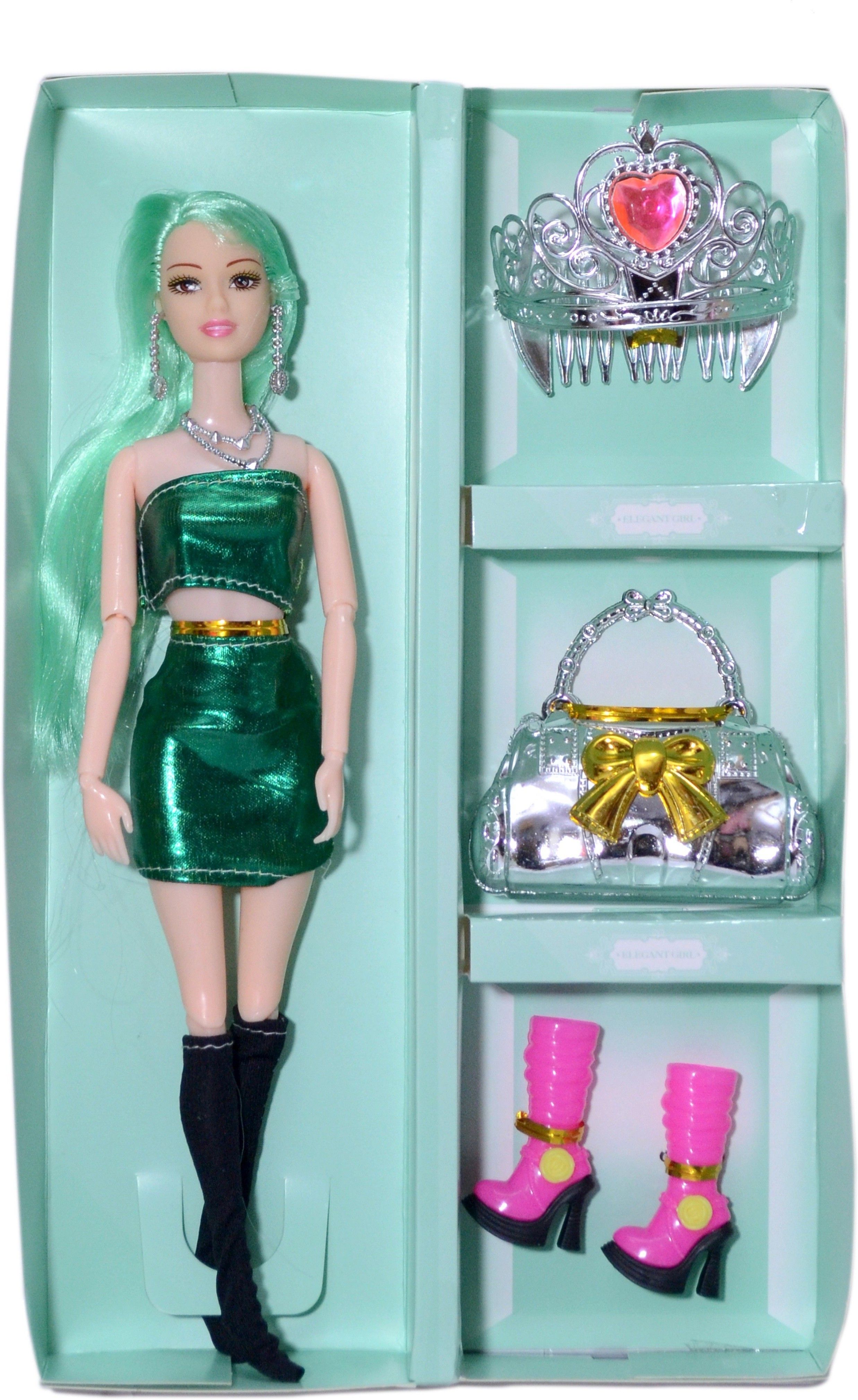 Green Doll Set For Girls (Foldable Doll)