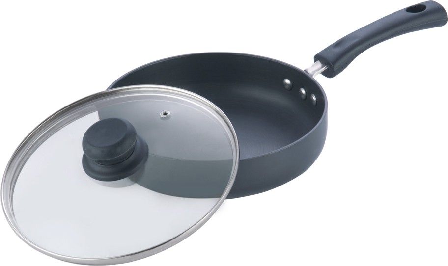 Black Pearl Hard Anodised Deep Frypan with Glass Lid Fry Pan 20 cm diameter with Lid 0.5 L capacity-image-34