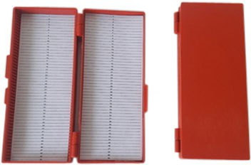 the labworld Slide box for 50 prepared slides microscope with index and lid top cover,side box plastic Microscope Slide Box image 1