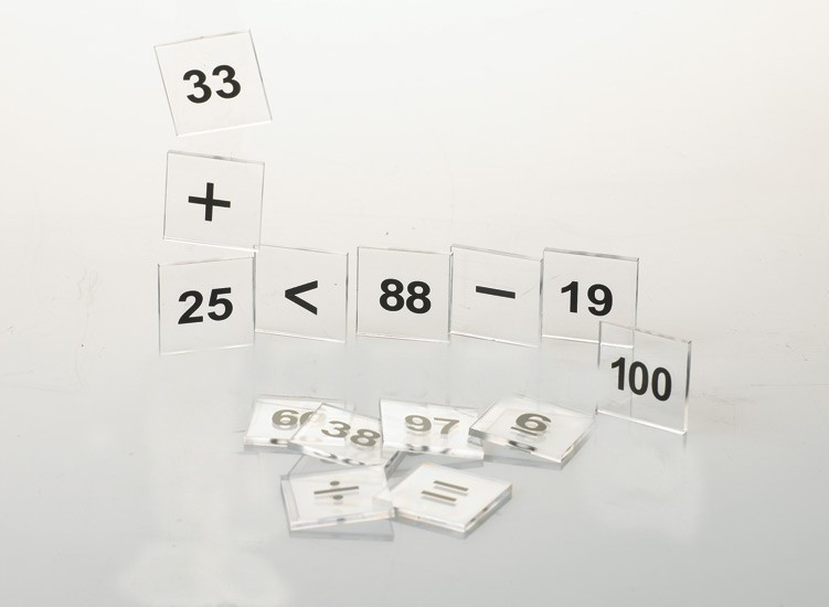 the labworld Number counting Tiles Set Mathematics kindergarten learning toy kit with Operators Unbreakable Plastic Set of 110 PCS 2CMX2CM Each image 1