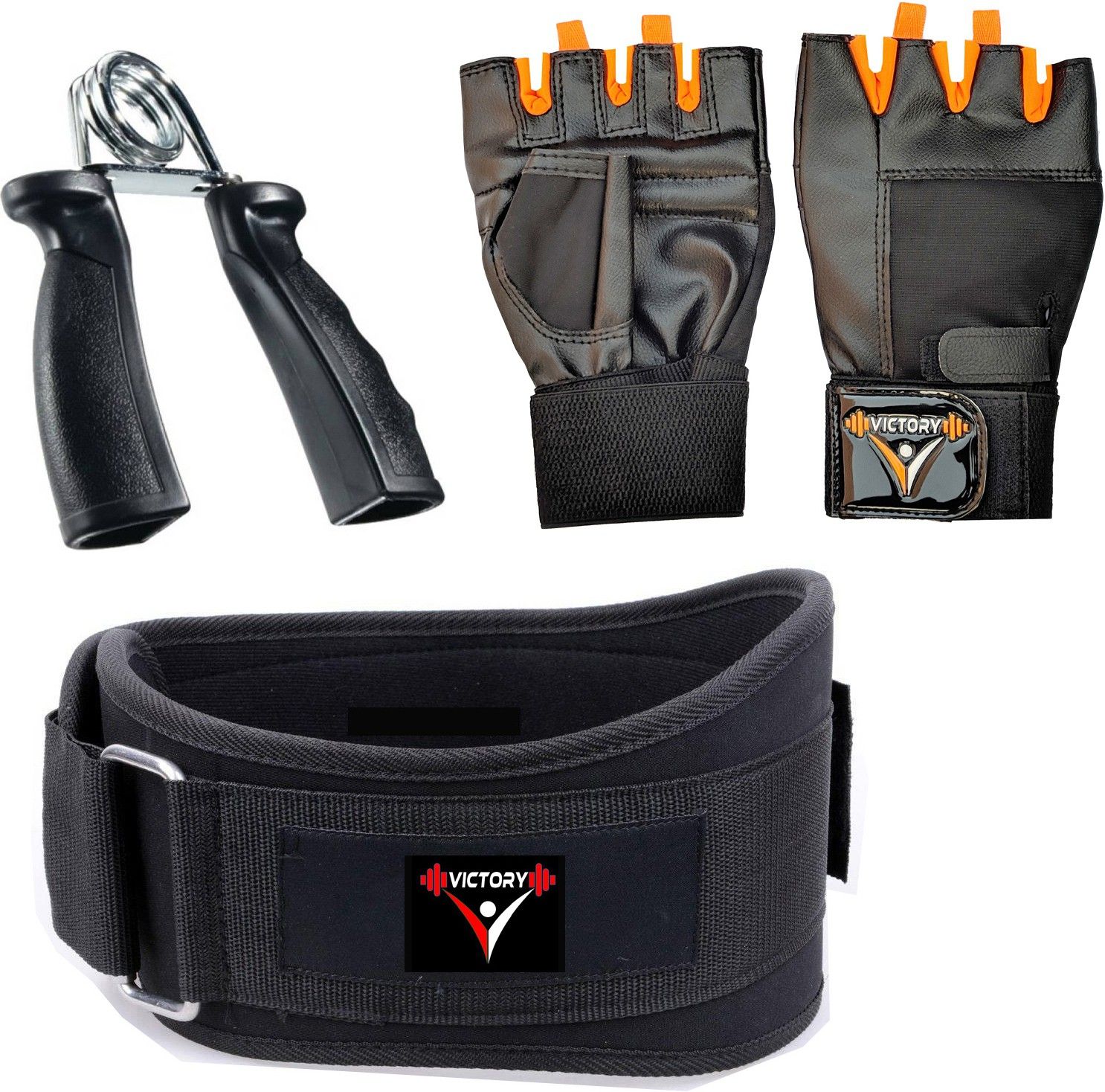 Combo Supreme Gym Belt (M) Size (30-34) & Hand Grip & Premium Gym Glove Orange Fitness Accessory Kit Kit-image-3