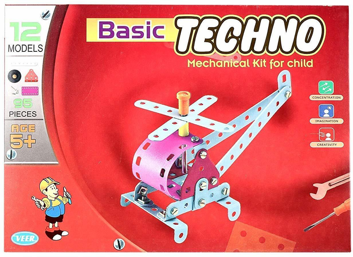 sanchi creation Little Engineer Basic Techno Mechanical Kit for Child 12 Different Models 95+ Pieces image 1
