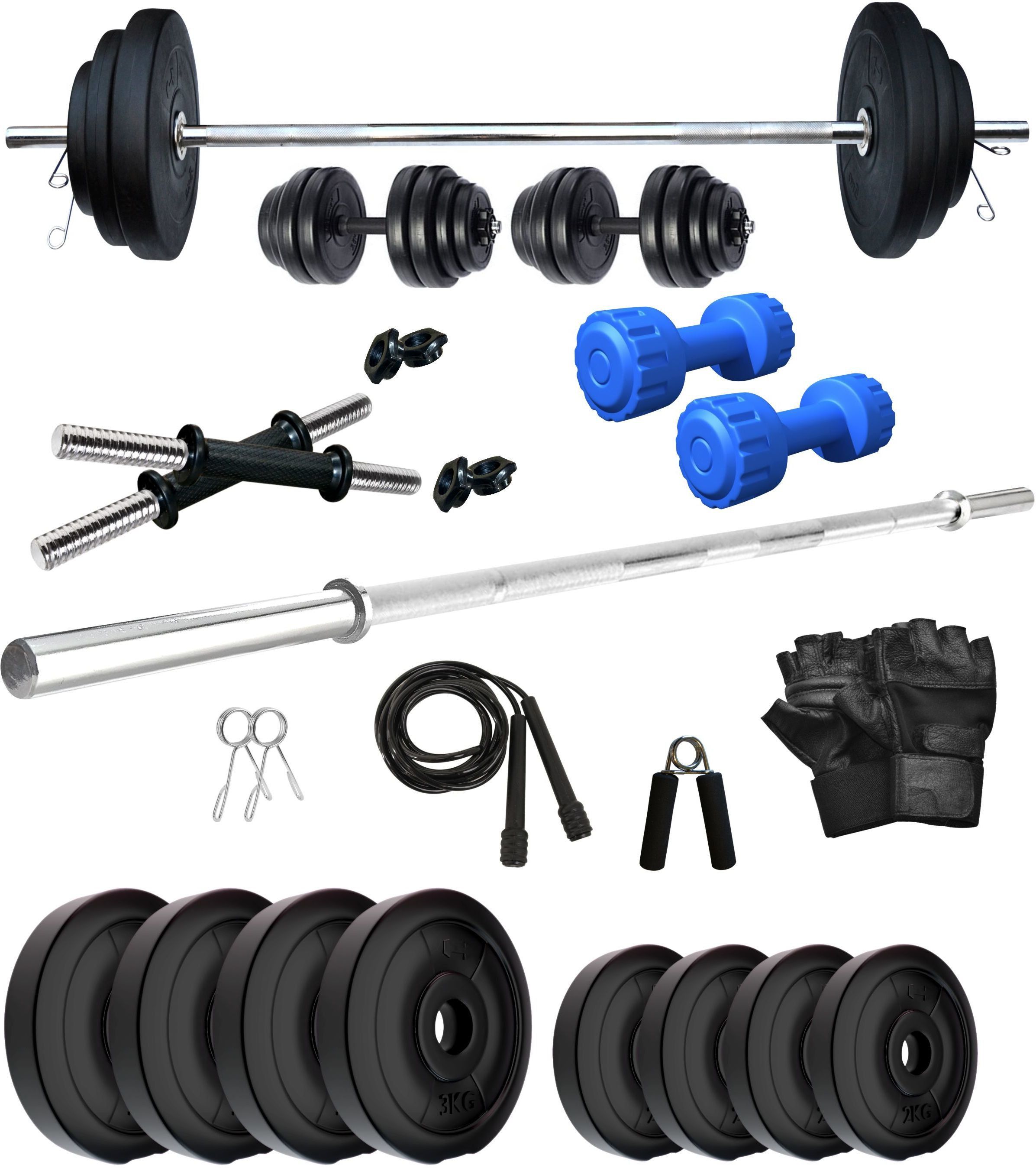 20 kg PVC 20 KG COMBO 9 WB With PVC Dumbbells Home Gym Combo