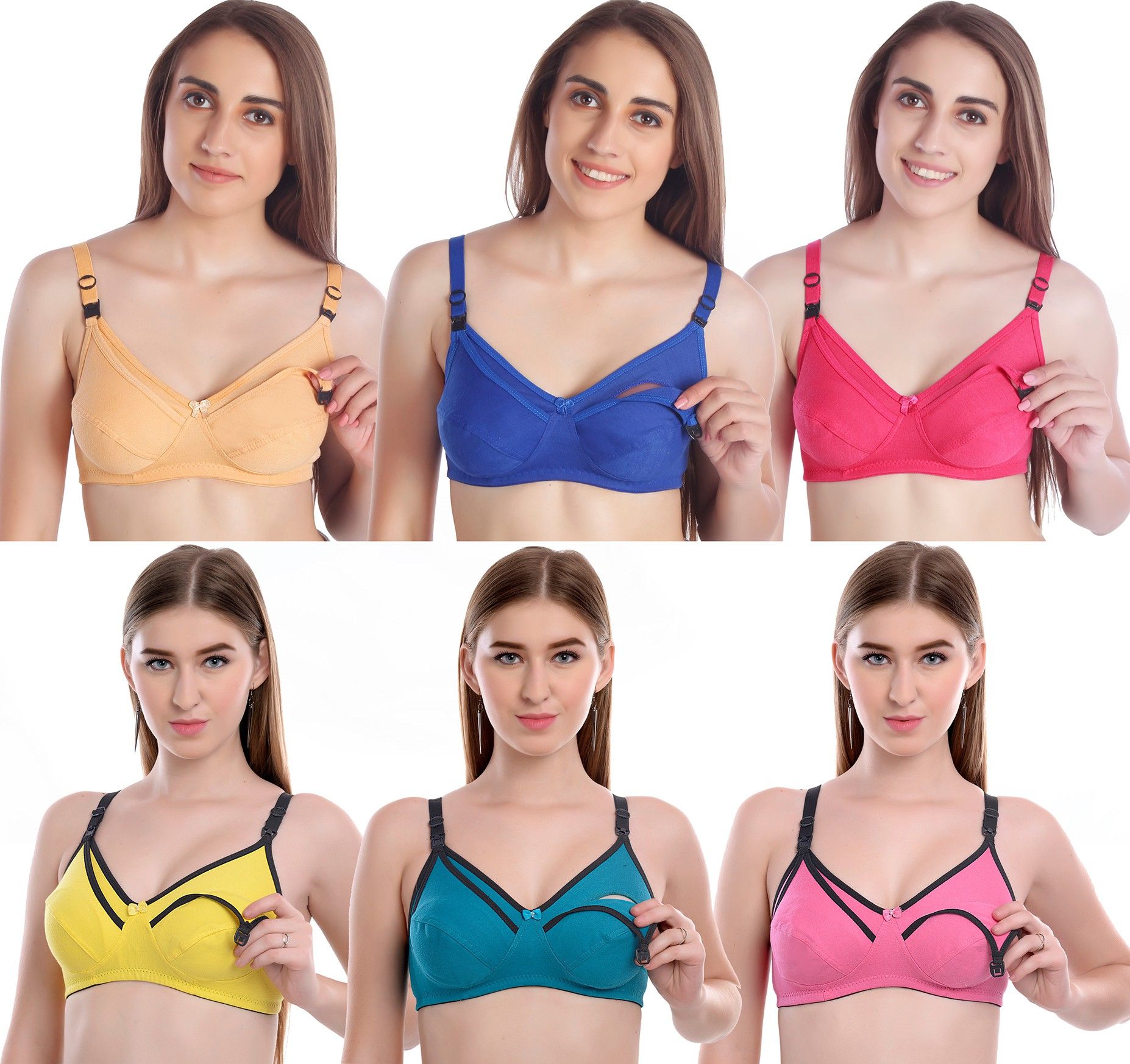 Pack of 6 Women Maternity/Nursing Non Padded Bra-image-5