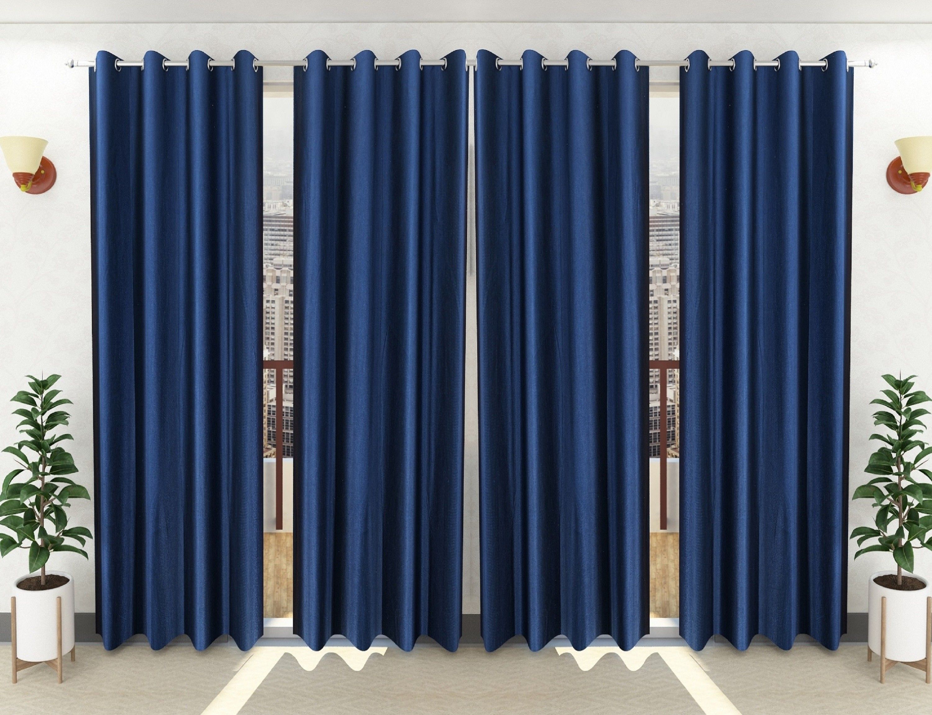 loof klapper 214 cm (7 ft) Polyester Semi Transparent Door Curtain (Pack Of 4)-picture-11