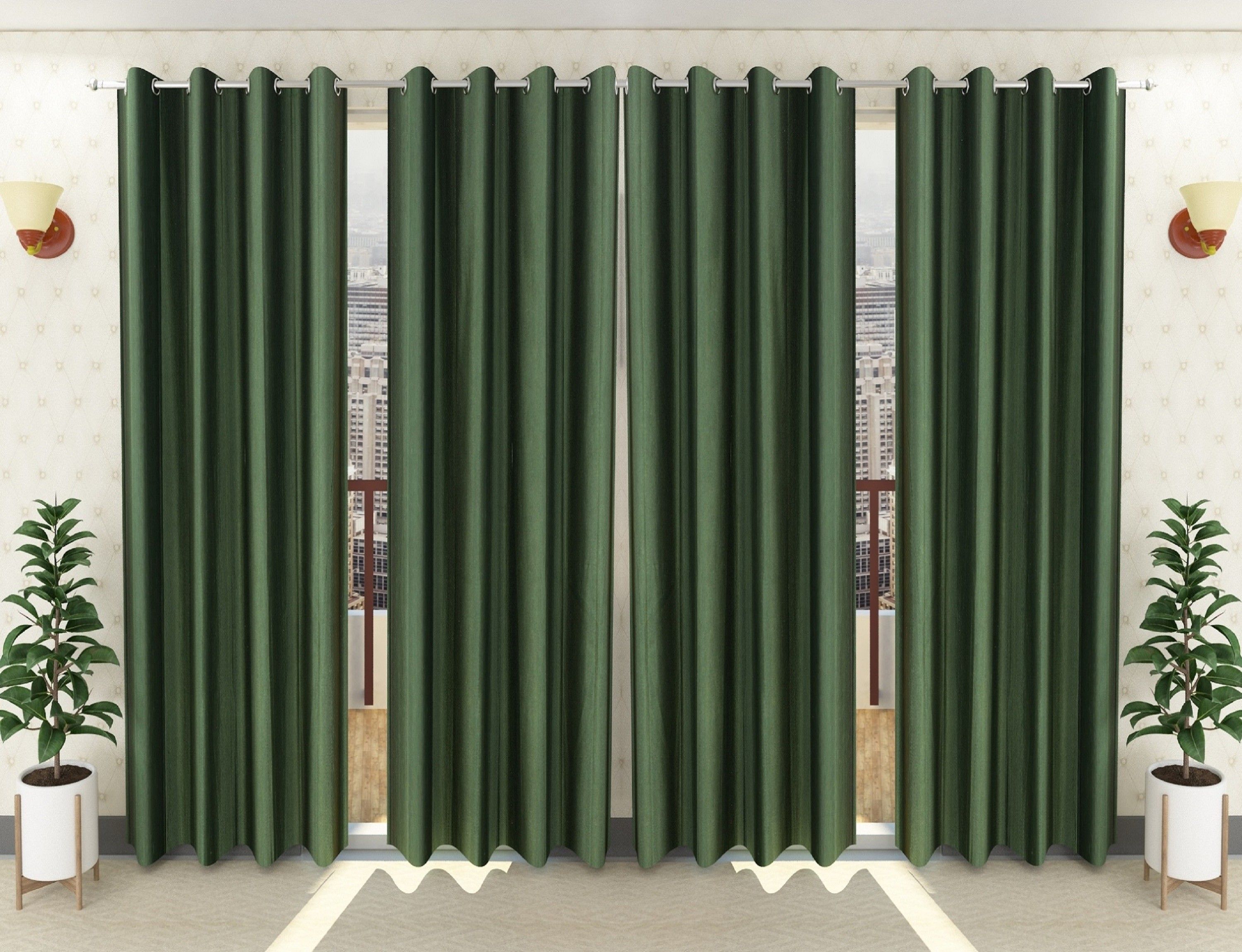 214 cm (7 ft) Polyester Semi Transparent Door Curtain (Pack Of 4)