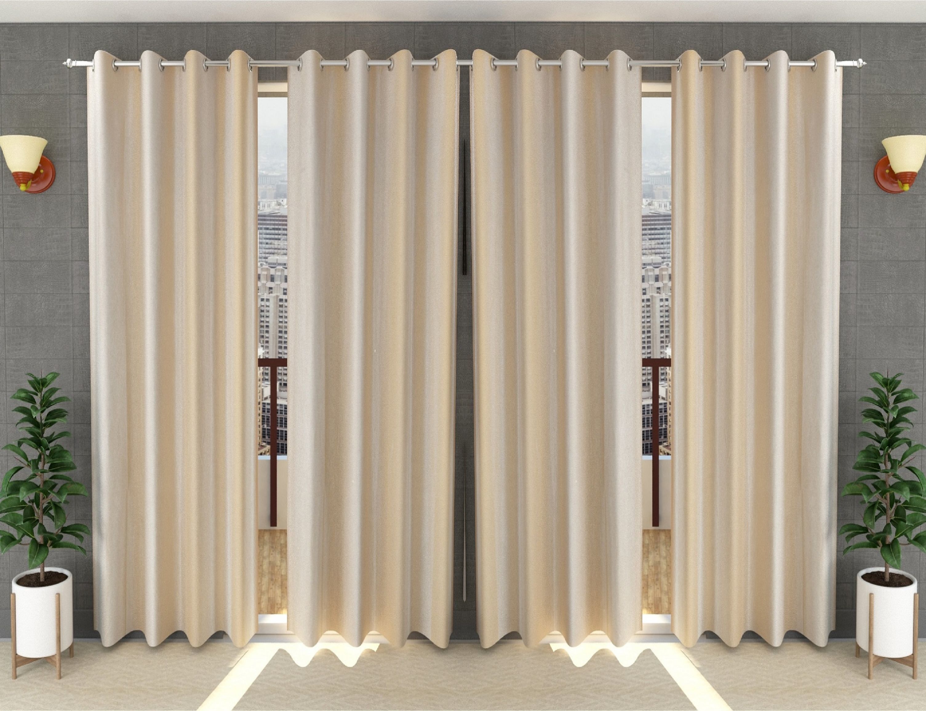 loof klapper 274 cm (9 ft) Polyester Semi Transparent Long Door Curtain (Pack Of 4)-picture-20