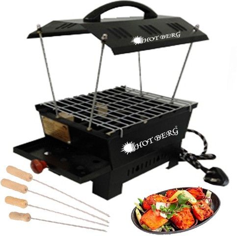 Electric & Charcoal Barbeque Grill BBQ-2485 & tandoor Stand for Home, Outdoor Picnic Camping and Traveling-Black Electric Tandoor