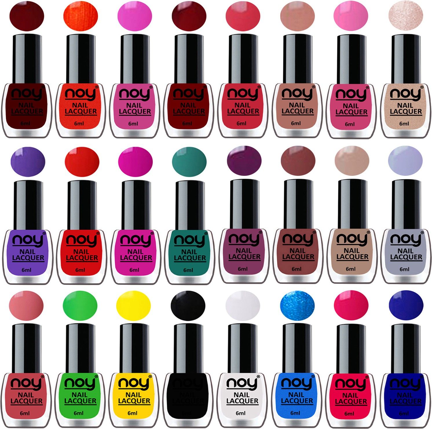 noy Shine Nail Paint Polish Combo Set of 24 in Wholesale Price Multicolor Bulk Rate Nail Lacquer Combo No-03 Violet,Brown,Nude,Light Grey,Pink,Dark Wine,Nude,Orange,Pink and Many More-picture-12