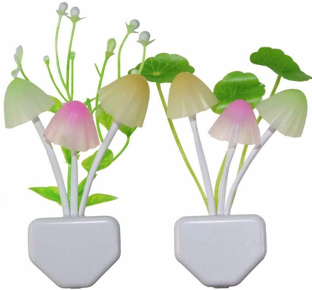 Mushroom light automatic sensor ( Multicolor) pack of 2 Night Lamp (3 cm, White) Night Lamp-image-47