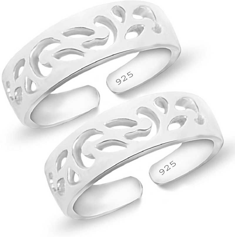 styleejewel 92.5 Sterling Silver Cutwork Design Toe-rings Sterling Silver Silver Plated Ring-picture-26