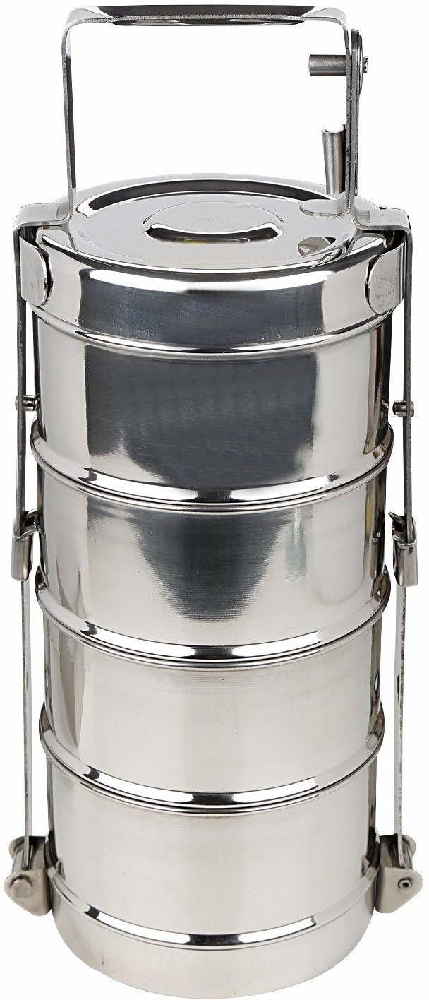 Stainless Steel Traditional Indian Tiffin Carrier l Lunch Boxes for School/Office/College 4 Containers Lunch Box-image-46