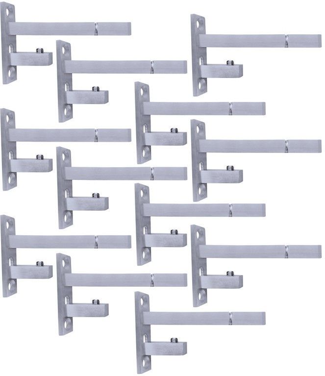 atlantic F Type Glass Shelf Bracket 4 inch (Stainless Steel, Silver Matt Finish, Adjustable 6/8/10/12 mm, Pack of 12 Piece) 9CM Shelf Bracket-picture-14