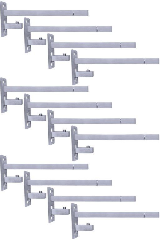 F Type Glass Shelf Bracket 6 inch (Stainless Steel, Silver Matt Finish, Adjustable 6/8/10/12 mm, Pack of 12 Piece) 14CM Shelf Bracket-image-2