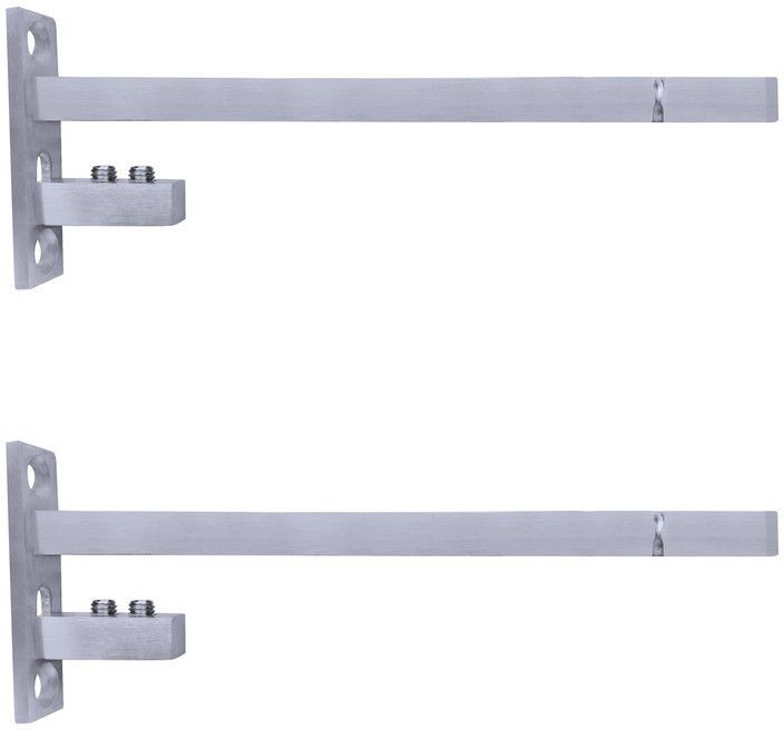 F Type Glass Shelf Bracket 10 inch Stainless Steel Silver Matt Finish Adjustable 6/8/10/12 mm Pack of 2 Piece 24.2CM Shelf Bracket