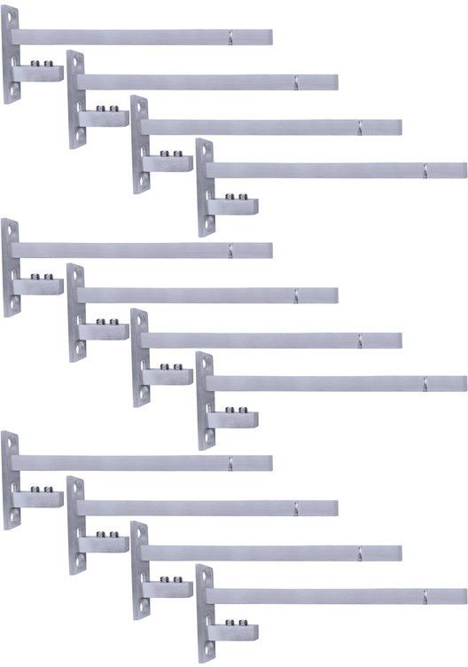 F Type Glass Shelf Bracket 8 inch (Stainless Steel, Silver Matt Finish, Adjustable 6/8/10/12 mm, Pack of 12 Piece) 19.3CM Shelf Bracket-image-35