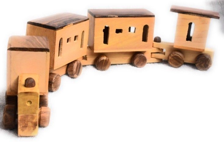 Wooden Toy Train For Kids / Detachable Wooden Train Set Consisting 1 Engine 1 Trail and 2 Compartments with Fine Finishing / For Showpiece Or Collectible Item-image-12
