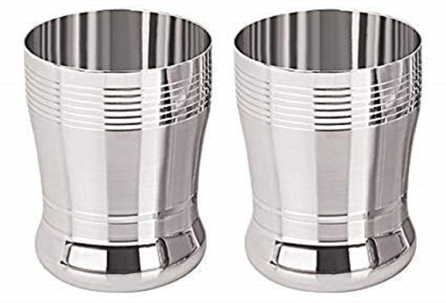 (Pack of 2) Stainless Steel Water Juice Glasses Set, 400 ml, Silver, Pack of 2 Glass Water/Juice Glass-image-39