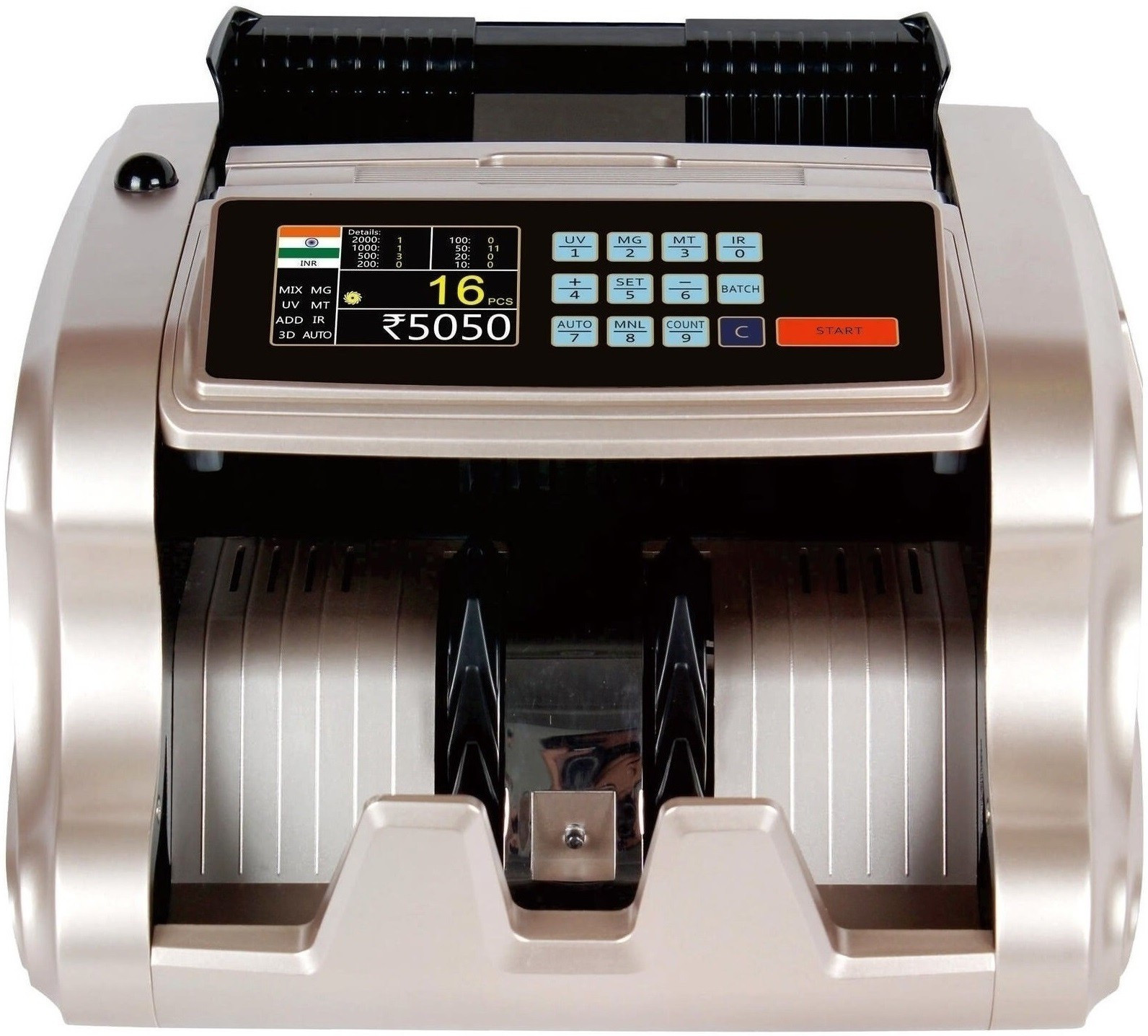 Drop2Kart MixValue Counter with UV/MG Sensor,FakeNote Alarm,Counts New & Old INR Note Counting Machine image 1