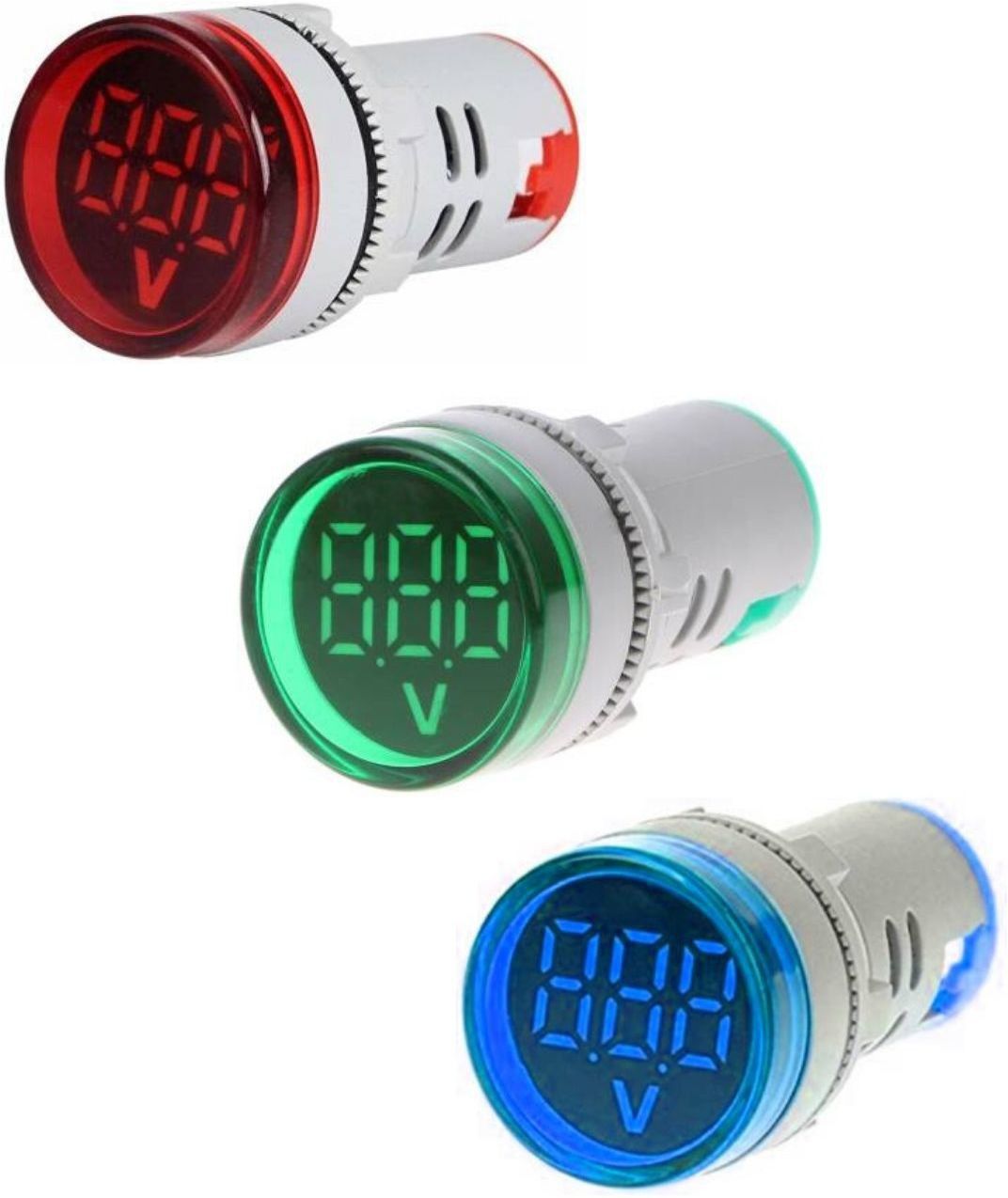 Pack of 3 Volt Meter LED Digital Display Gauge Volt Digital,Voltage Meter Indicator,Signal Lamp,Voltmeter Lights Tester Combo Measuring Range 60-500V AC, 22 mm Digital Voltage Tester-image-1