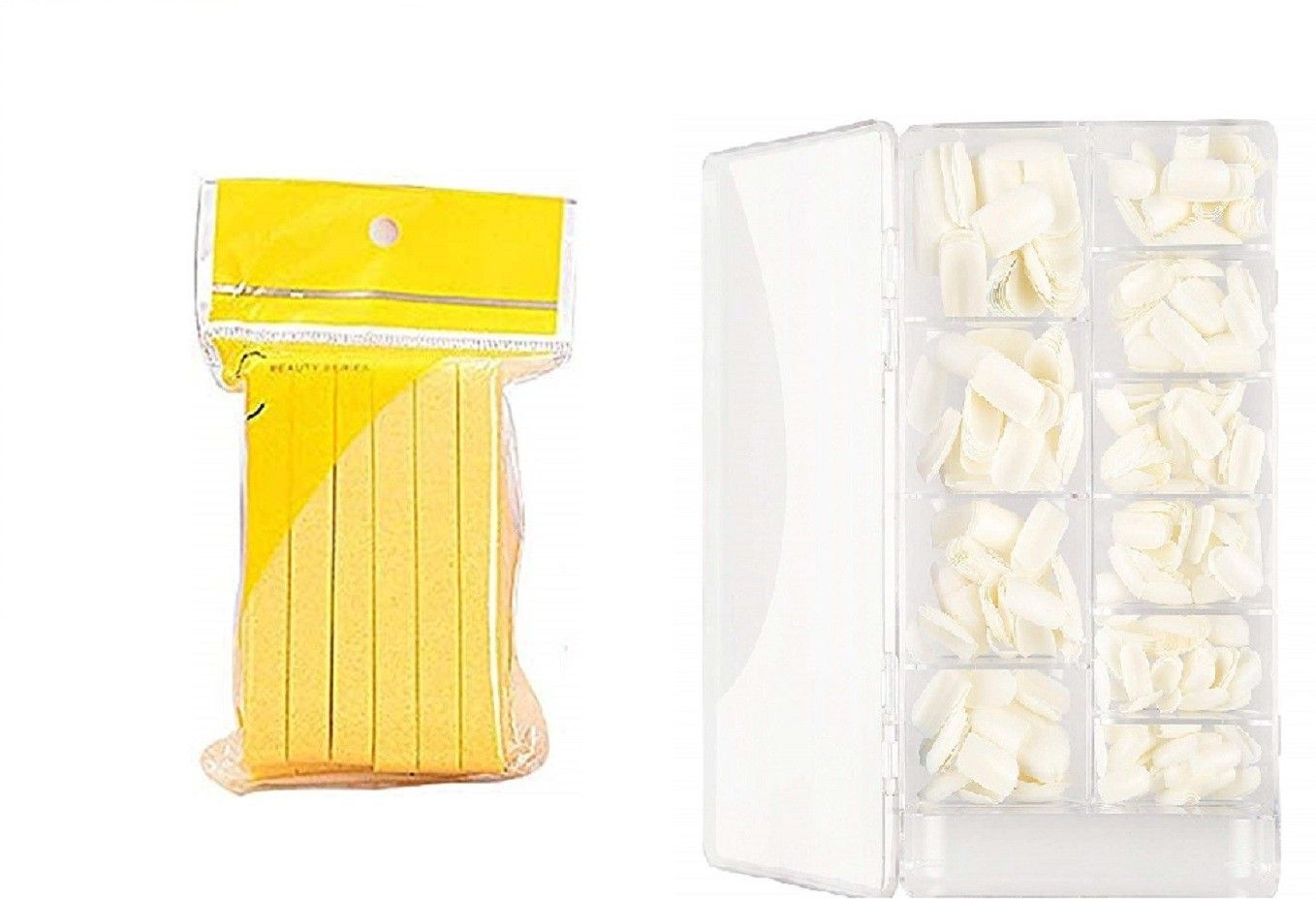 12 Pcs Facial Cleaning Wash Puff Sponge With 100 Pcs of Fake Nails-image-36