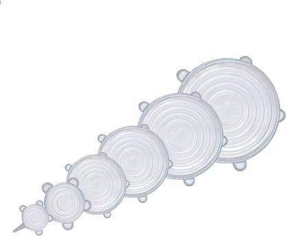 Silicone Stretch Lid Set of 6 Multi Size 2.6 inch, 3.7 inch, 4.5 inch, 5.7 inch, 6.5 inch, 8.3 inch Lid Set (Silicone) White Kitchen Tool Set (White) 8 inch Lid Set-image-19